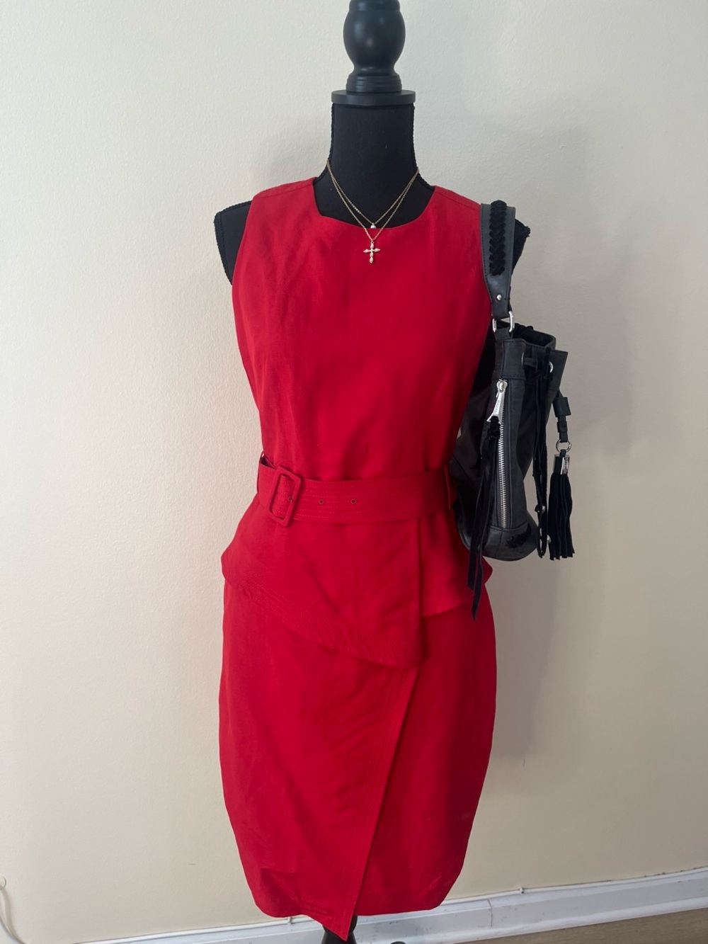 Banana Republic Red Sleeveless Belted Sheath Dress